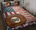 Ohaprints-Quilt-Bed-Set-Pillowcase-Baseball-Lover-Gift-Glove-Ball-America-Flag-Custom-Personalized-Name-Number-Blanket-Bedspread-Bedding-2512-Throw (55'' x 60'')