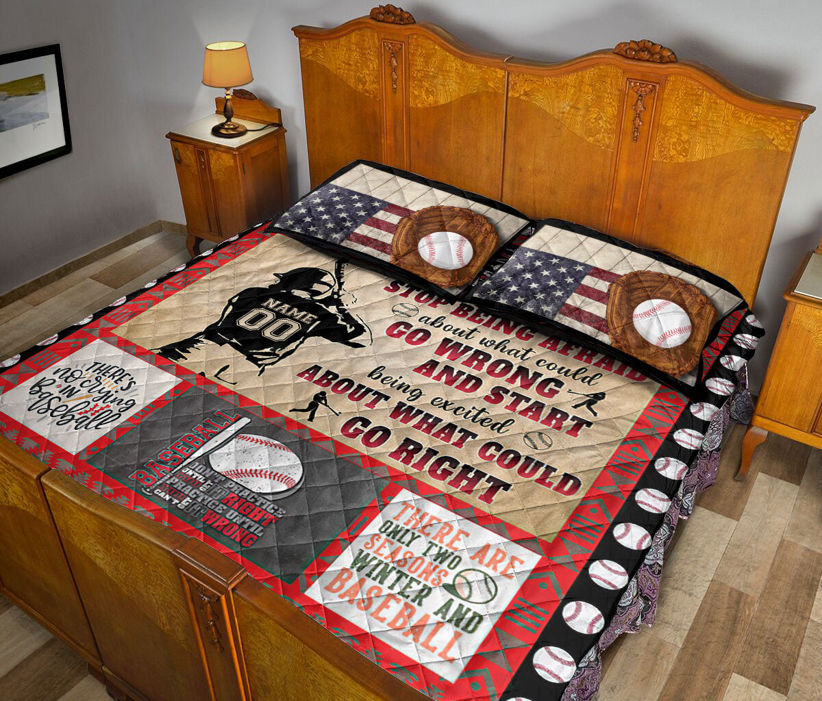 Ohaprints-Quilt-Bed-Set-Pillowcase-Baseball-Player-Fan-Batter-Stop-Being-Afraid-Custom-Personalized-Name-Number-Blanket-Bedspread-Bedding-755-Queen (80'' x 90'')