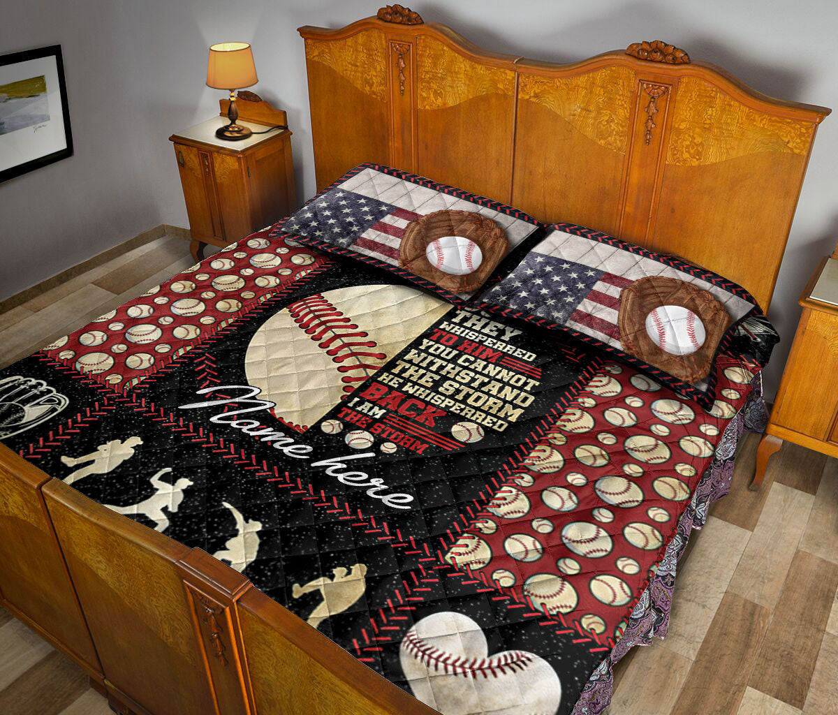 Ohaprints-Quilt-Bed-Set-Pillowcase-Patchwork-Ball-Baseball-Player-Posing-Fan-Gift-Custom-Personalized-Name-Blanket-Bedspread-Bedding-2513-Queen (80'' x 90'')