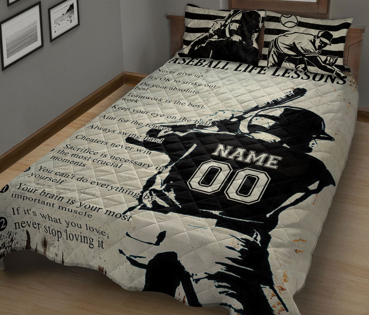 Ohaprints-Quilt-Bed-Set-Pillowcase-Baseball-Life-Lesson-Boy-Baseball-Lover-Gift-Custom-Personalized-Name-Number-Blanket-Bedspread-Bedding-2514-King (90'' x 100'')