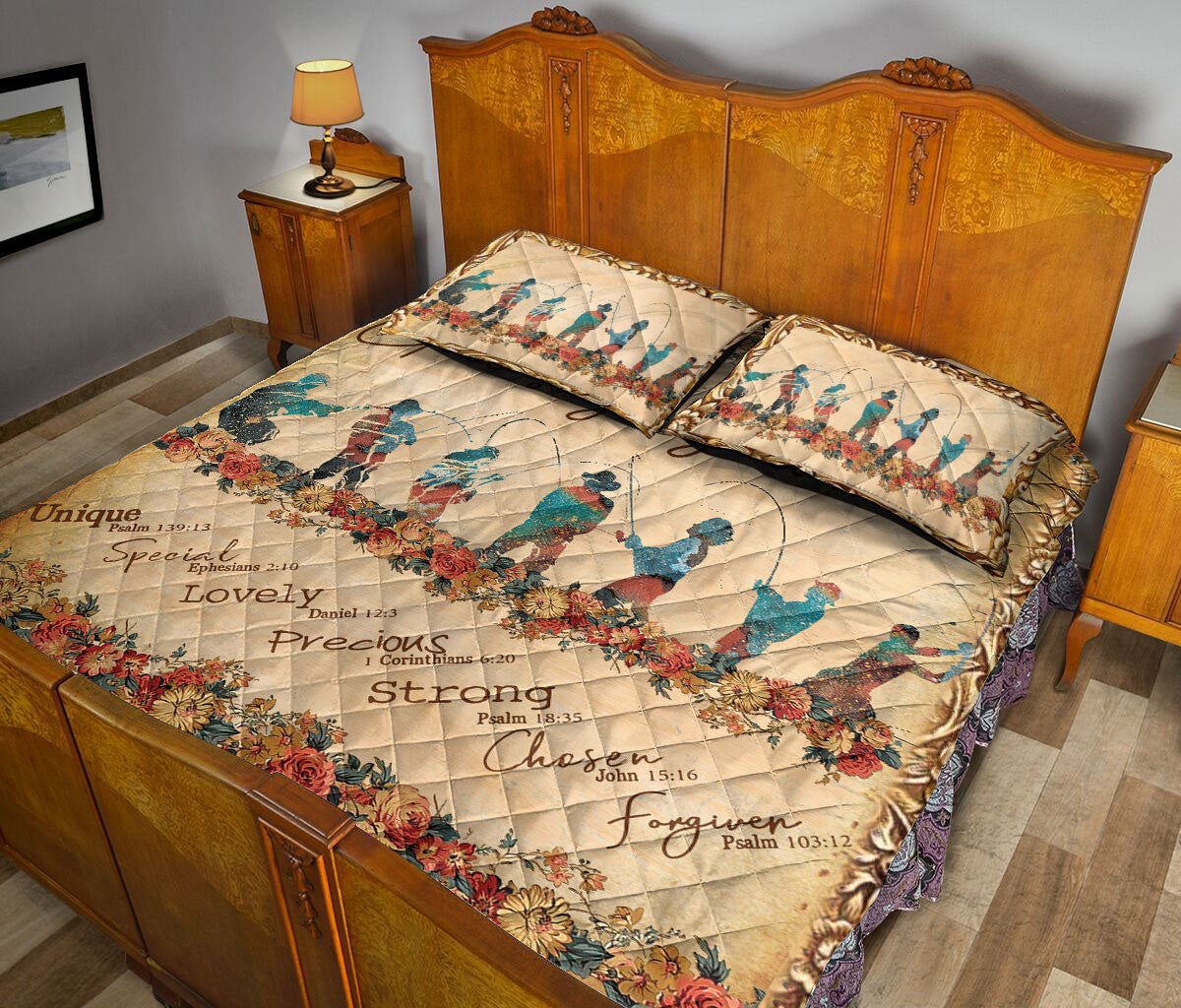 Ohaprints-Quilt-Bed-Set-Pillowcase-Flower-Vintage-Boho-Fishing-Fishermen-God-Say-You-Are-Gift-Idea-Brown-Blanket-Bedspread-Bedding-3244-King (90'' x 100'')