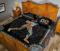 Ohaprints-Quilt-Bed-Set-Pillowcase-Mandala-Baseball-Softball-Girl-Batter-Black-Custom-Personalized-Name-Number-Blanket-Bedspread-Bedding-3071-King (90'' x 100'')