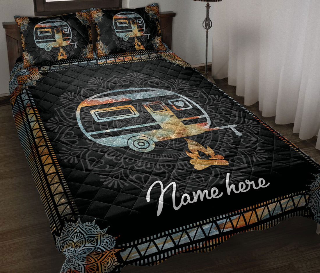 Ohaprints-Quilt-Bed-Set-Pillowcase-Vintage-Travel-Trailer-Camping-Mandala-Custom-Personalized-Name-Blanket-Bedspread-Bedding-3691-Throw (55'' x 60'')