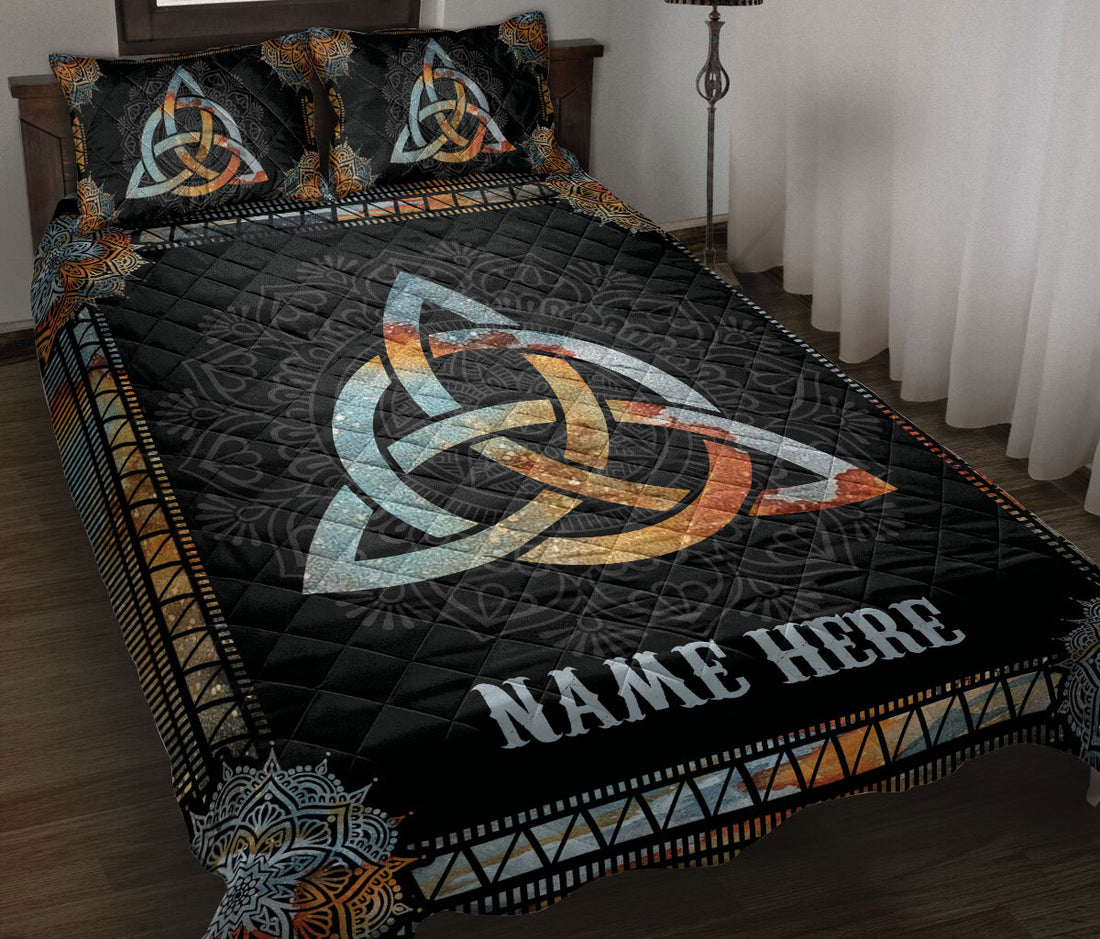 Ohaprints-Quilt-Bed-Set-Pillowcase-Celtic-Knot-Triquetra-Wicca-Pagan-Mandala-Custom-Personalized-Name-Blanket-Bedspread-Bedding-3642-Throw (55'' x 60'')