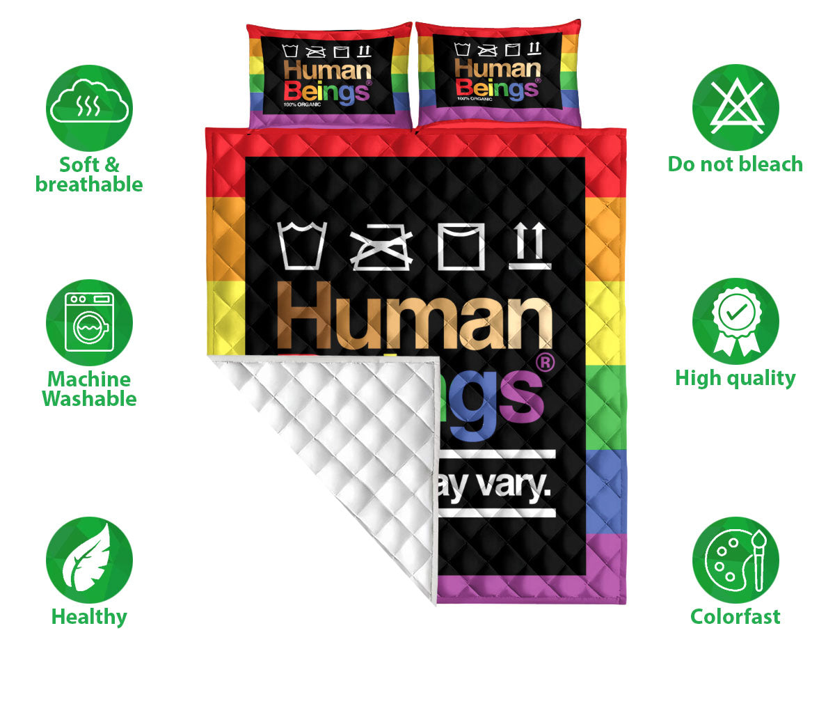 Ohaprints-Quilt-Bed-Set-Pillowcase-Lgbt-Pride-Rainbow-Human-Being-Gay-Lesbian-Transgender-Bisexual-Unique-Idea-Blanket-Bedspread-Bedding-1817-Double (70'' x 80'')