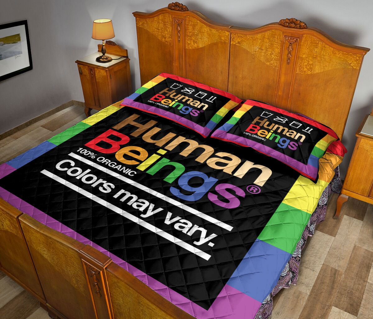 Ohaprints-Quilt-Bed-Set-Pillowcase-Lgbt-Pride-Rainbow-Human-Being-Gay-Lesbian-Transgender-Bisexual-Unique-Idea-Blanket-Bedspread-Bedding-1817-Queen (80'' x 90'')