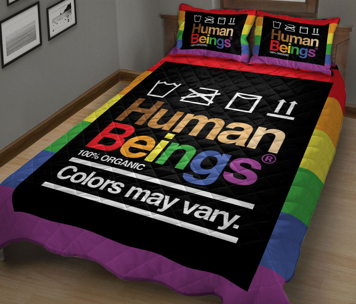 Ohaprints-Quilt-Bed-Set-Pillowcase-Lgbt-Pride-Rainbow-Human-Being-Gay-Lesbian-Transgender-Bisexual-Unique-Idea-Blanket-Bedspread-Bedding-1817-King (90'' x 100'')