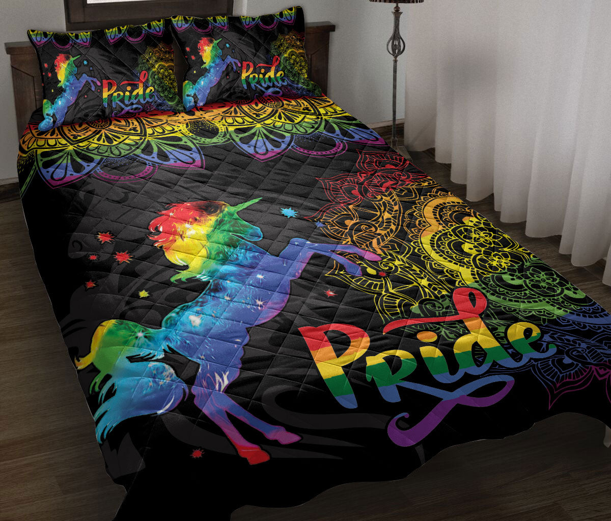 Ohaprints-Quilt-Bed-Set-Pillowcase-Rainbow-Mandala-Unicorn-Lgbt-Pride-Housewarming-Unique-Idea-Gift-Blanket-Bedspread-Bedding-1352-Throw (55'' x 60'')