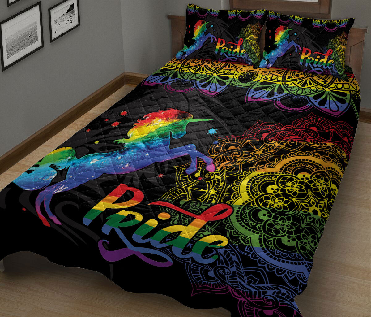 Ohaprints-Quilt-Bed-Set-Pillowcase-Rainbow-Mandala-Unicorn-Lgbt-Pride-Housewarming-Unique-Idea-Gift-Blanket-Bedspread-Bedding-1352-King (90'' x 100'')