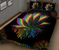 Ohaprints-Quilt-Bed-Set-Pillowcase-Mandala-Rainbow-Leaf-Black-Watercolor-Lgbt-Pride-Unique-Idea-Blanket-Bedspread-Bedding-1878-King (90'' x 100'')