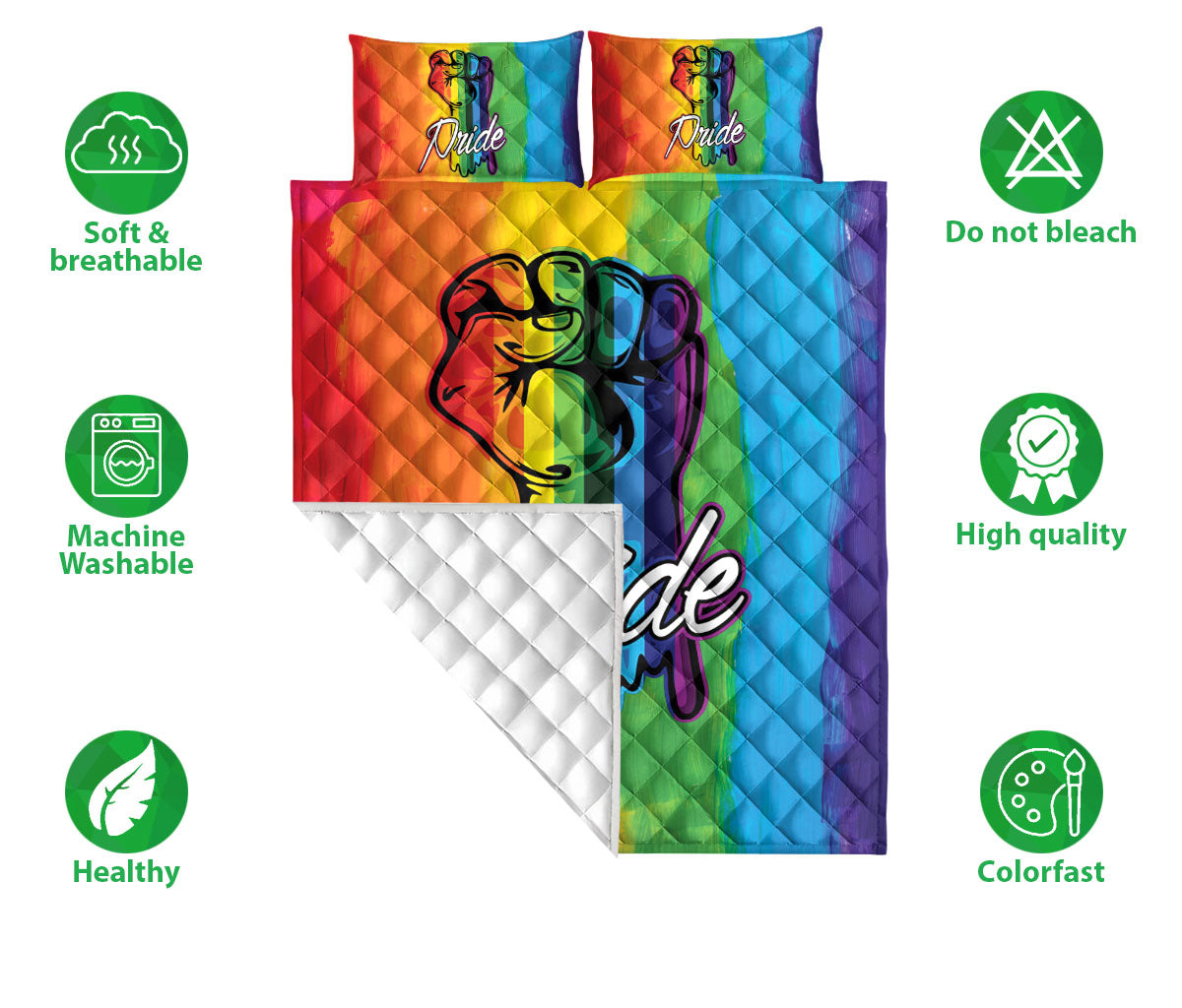 Ohaprints-Quilt-Bed-Set-Pillowcase-Strong-Hand-Rainbow-Lgbt-Pride-Housewarming-Unique-Idea-Gift-Gay-Lesbian-Blanket-Bedspread-Bedding-1321-Double (70'' x 80'')