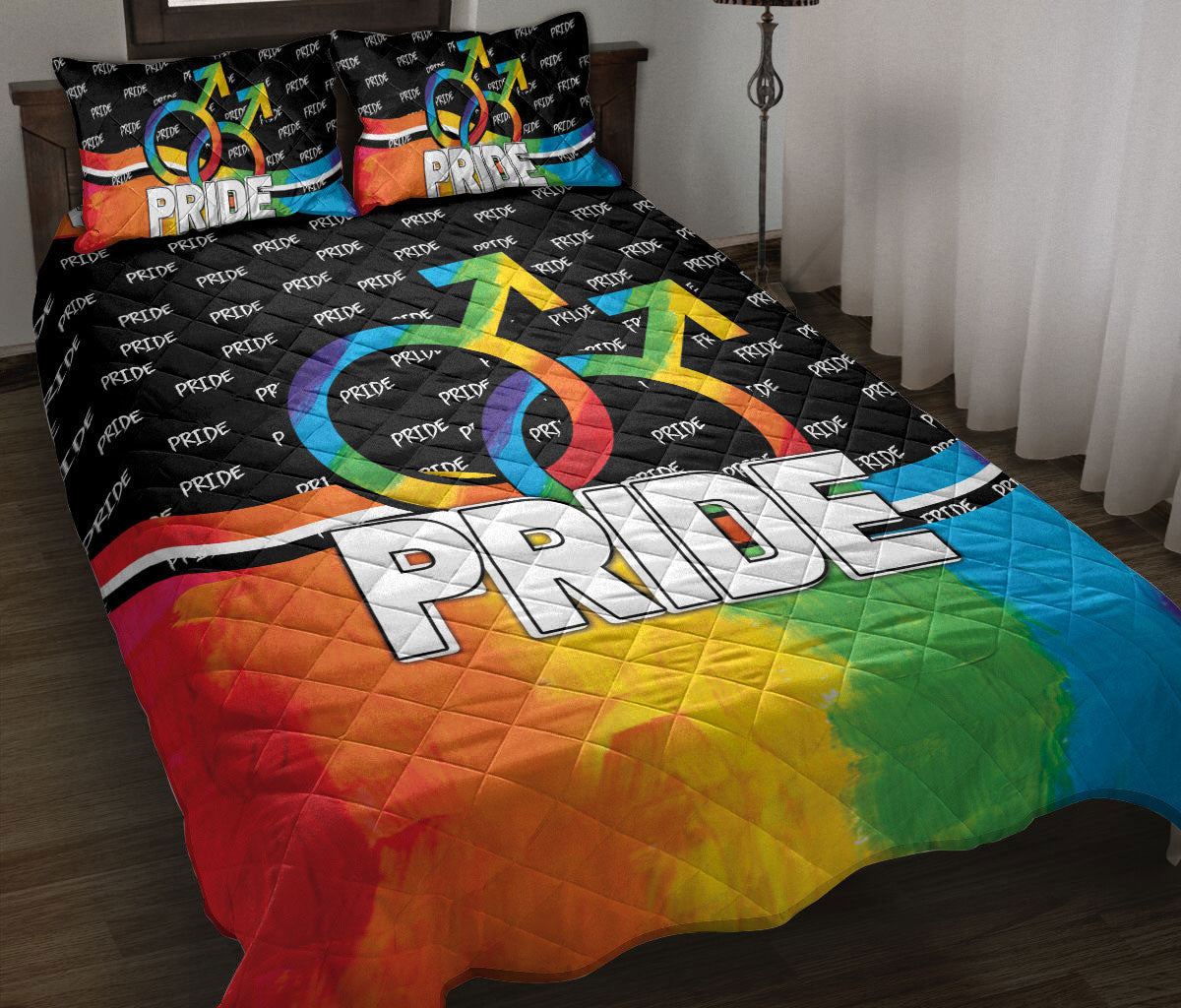 Ohaprints-Quilt-Bed-Set-Pillowcase-Gay-Couple-Rainbow-Lgbt-Pride-Housewarming-Gift-Idea-Unique-Loving-Blanket-Bedspread-Bedding-1908-Throw (55'' x 60'')