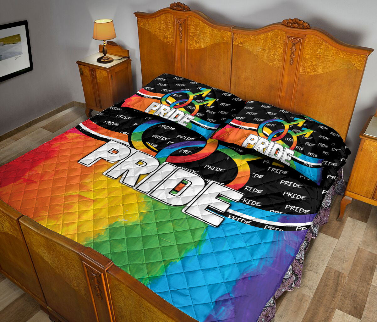 Ohaprints-Quilt-Bed-Set-Pillowcase-Gay-Couple-Rainbow-Lgbt-Pride-Housewarming-Gift-Idea-Unique-Loving-Blanket-Bedspread-Bedding-1908-Queen (80'' x 90'')