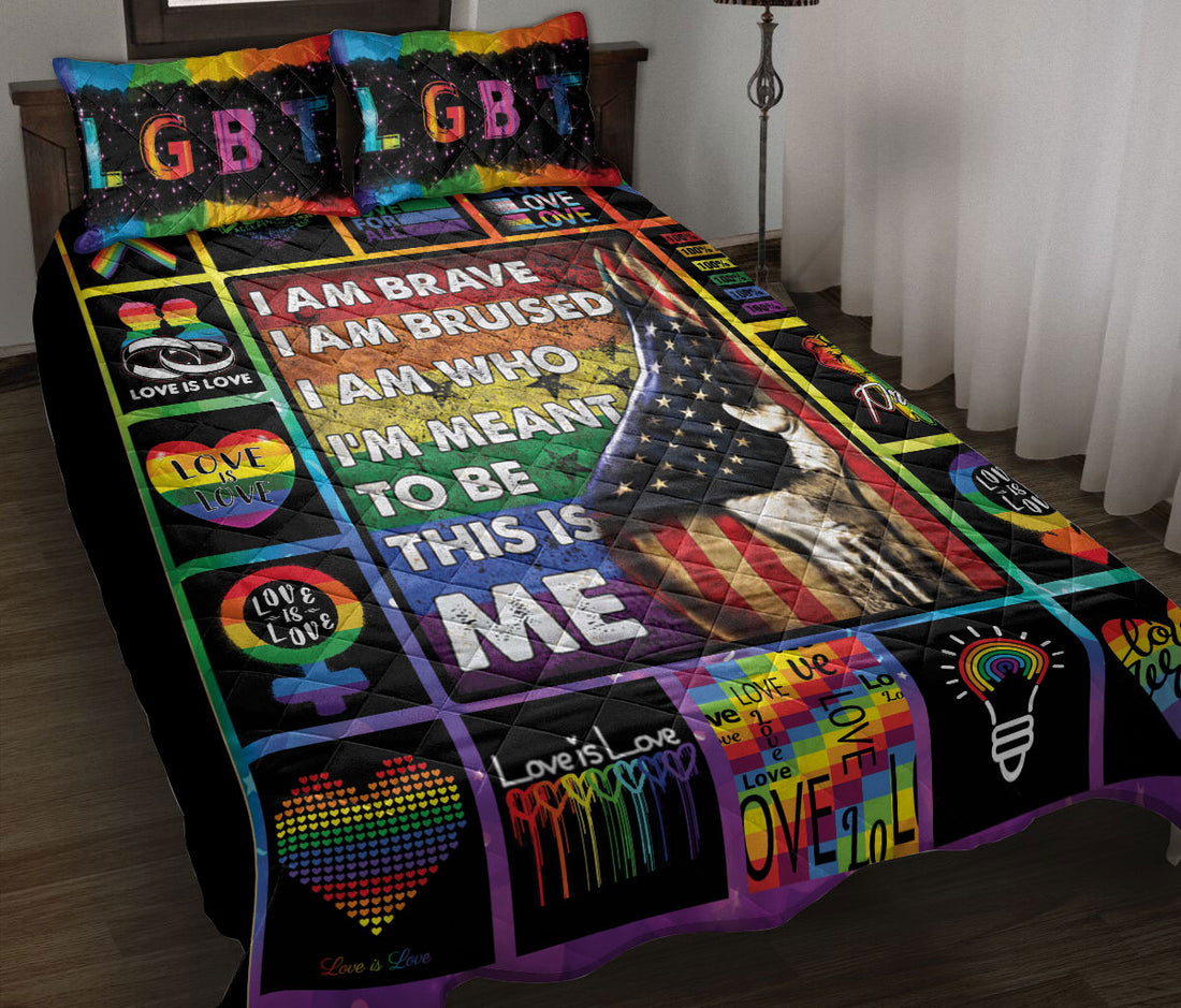 Ohaprints-Quilt-Bed-Set-Pillowcase-Patchwork-Lgbt-Pride-Rainbow-I-Am-Brave-Love-Is-Love-Unique-Idea-Gift-Blanket-Bedspread-Bedding-184-Throw (55'' x 60'')