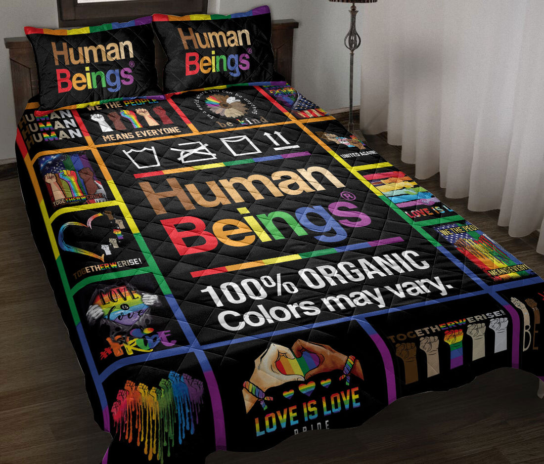 Ohaprints-Quilt-Bed-Set-Pillowcase-Patchwork-Human-Being-Lgbt-Pride-Rainbow-Love-Is-Love-Heart-Unique-Idea-Blanket-Bedspread-Bedding-2459-Throw (55'' x 60'')