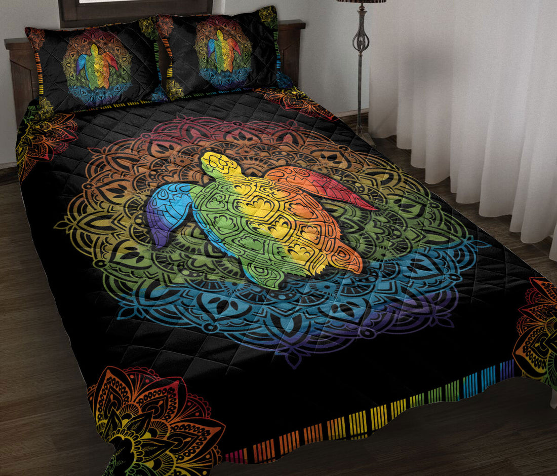 Ohaprints-Quilt-Bed-Set-Pillowcase-Rainbow-Sea-Turtle-Mandala-Lgbt-Pride-Unique-Gift-Idea-Support-Blanket-Bedspread-Bedding-1326-Throw (55'' x 60'')