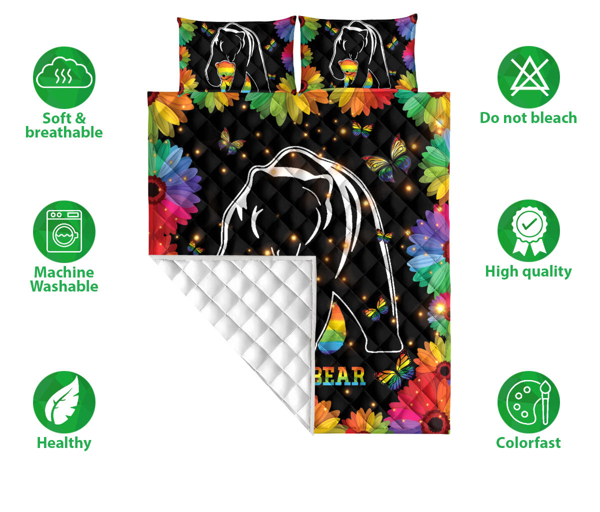 Ohaprints-Quilt-Bed-Set-Pillowcase-Mama-Bear-Rainbow-Sunflower-Lgbt-Pride-Support-Lgbt-Child-Unique-Idea-Blanket-Bedspread-Bedding-74-Double (70'' x 80'')
