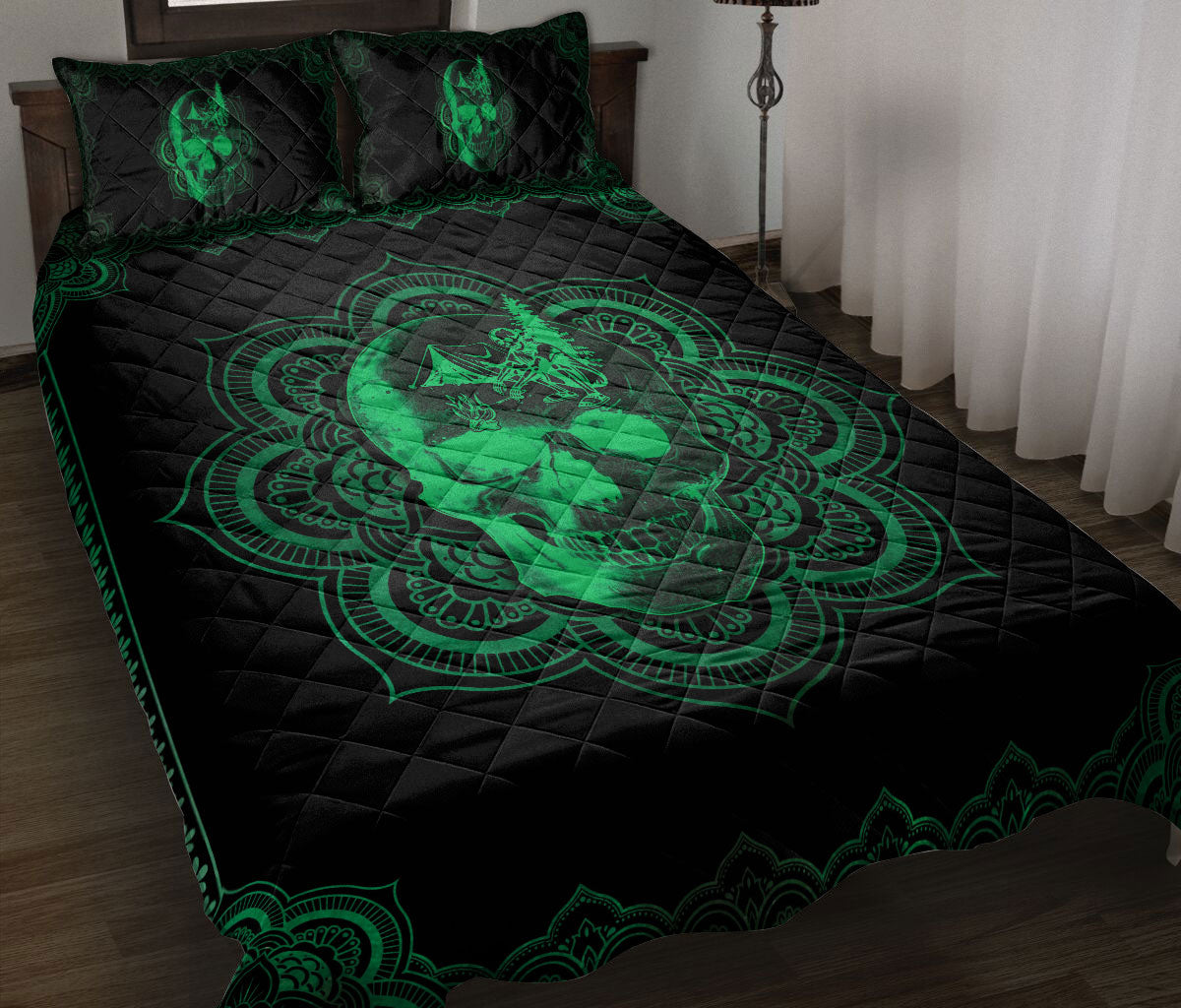 Ohaprints-Quilt-Bed-Set-Pillowcase-Death-Skull-Mandala-Pattern-Housewarming-Unique-Idea-Blanket-Bedspread-Bedding-1944-Throw (55'' x 60'')