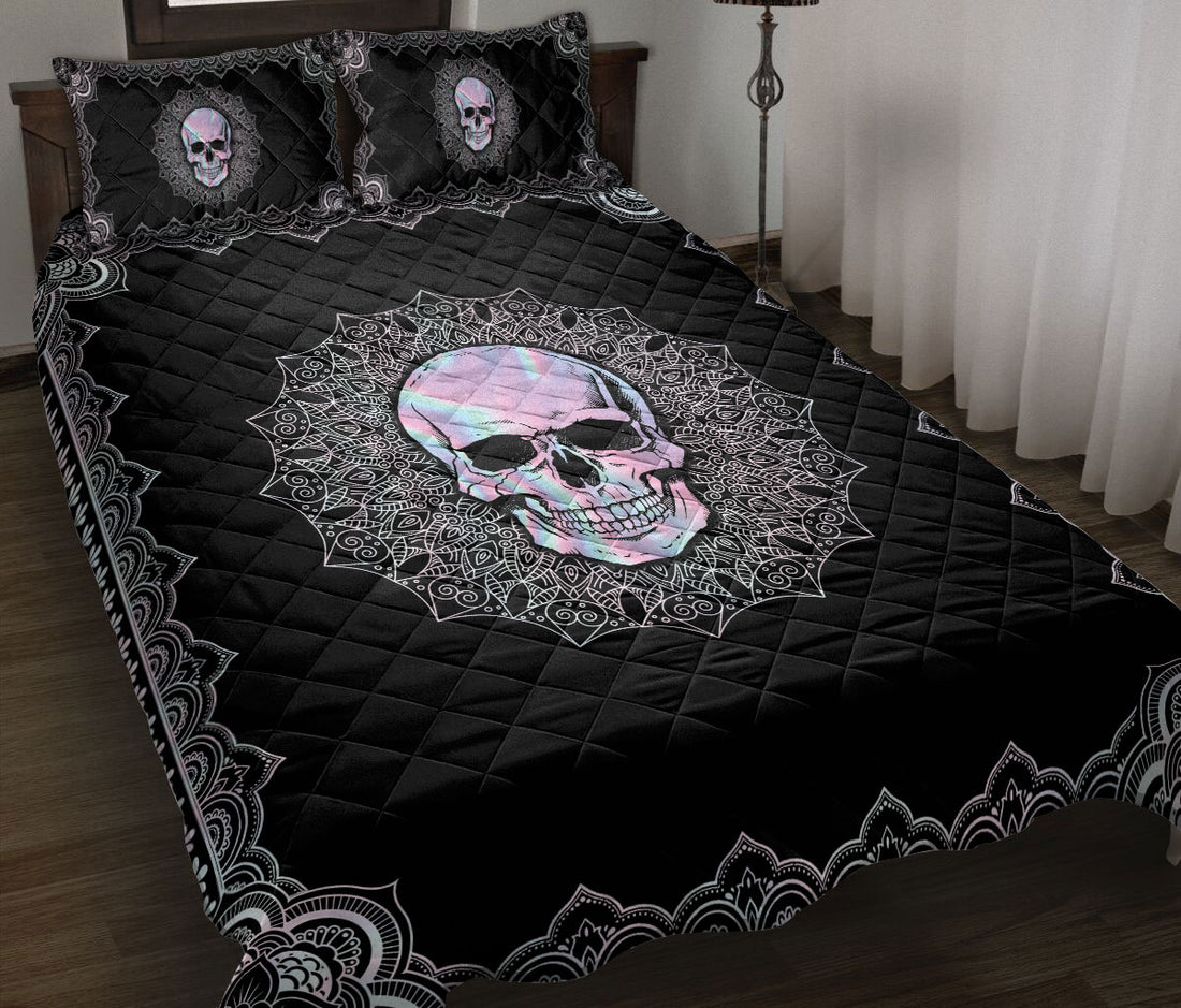 Ohaprints-Quilt-Bed-Set-Pillowcase-Skull-Mandala-Hologram-Pattern-Housewarming-Unique-Idea-Blanket-Bedspread-Bedding-1260-Throw (55'' x 60'')
