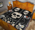 Ohaprints-Quilt-Bed-Set-Pillowcase-Skull-Daisy-Flower-Pattern-Housewarming-Unique-Idea-Blanket-Bedspread-Bedding-53-Queen (80'' x 90'')