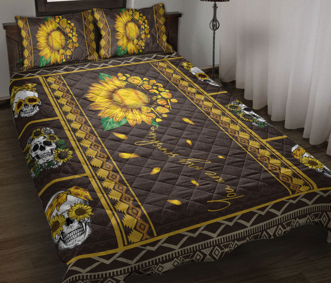 Ohaprints-Quilt-Bed-Set-Pillowcase-Skull-And-Softball-Sunflower-You-Are-My-Sunshine-Housewarming-Blanket-Bedspread-Bedding-1308-Throw (55'' x 60'')