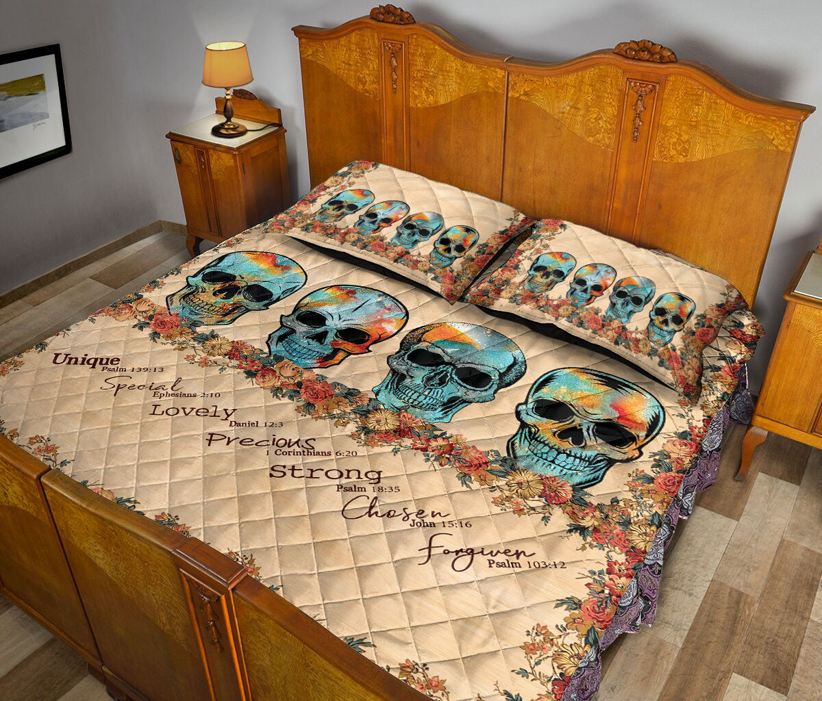 Ohaprints-Quilt-Bed-Set-Pillowcase-Skull-God-Says-You-Are-Flower-Housewarming-Unique-Idea-Blanket-Bedspread-Bedding-1862-Queen (80'' x 90'')