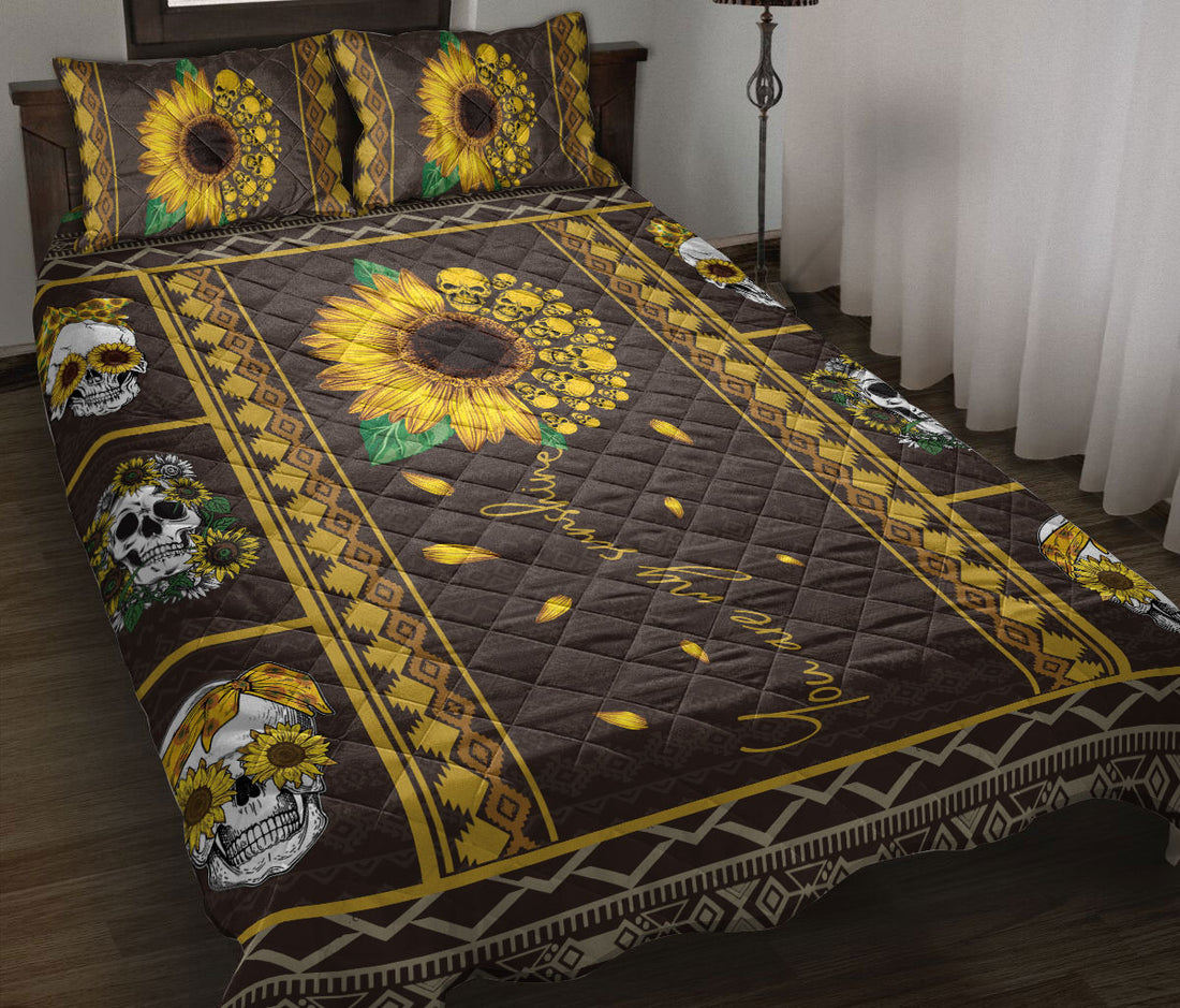 Ohaprints-Quilt-Bed-Set-Pillowcase-Skull-You-Are-My-Sunshine-Sunflower-Housewarming-Unique-Idea-Blanket-Bedspread-Bedding-709-Throw (55'' x 60'')