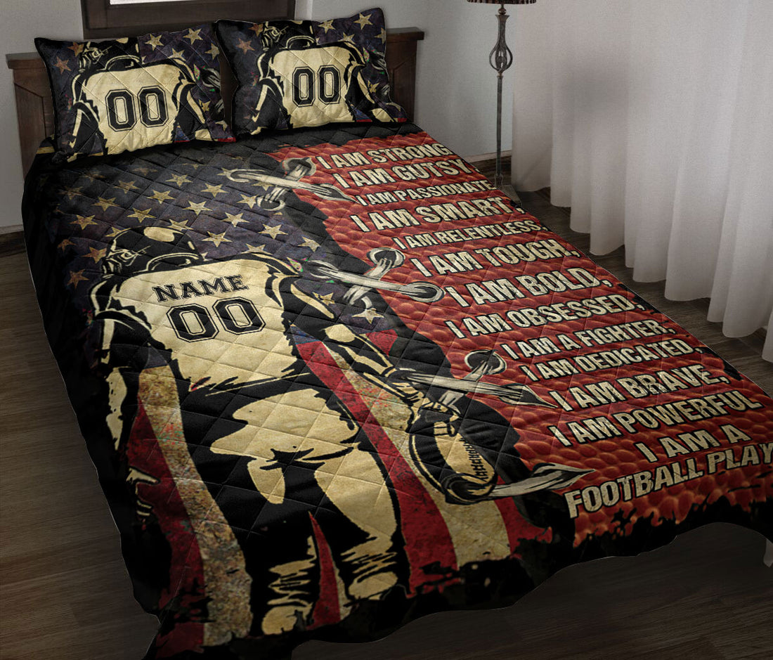 Ohaprints-Quilt-Bed-Set-Pillowcase-Football-Boy-Us-Flag-Player-Fan-Gift-I-Strong-Custom-Personalized-Name-Number-Blanket-Bedspread-Bedding-594-Throw (55'' x 60'')