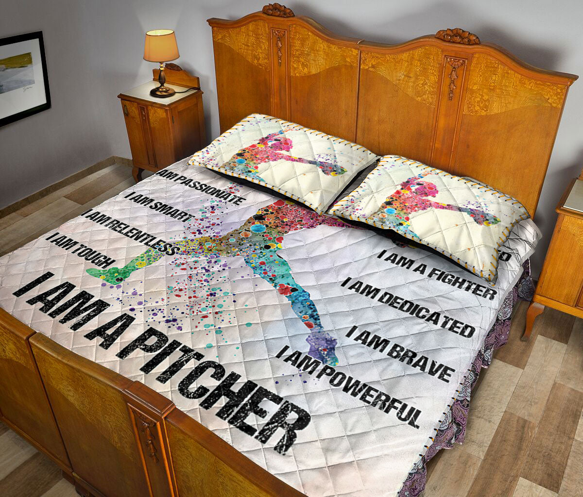 Ohaprints-Quilt-Bed-Set-Pillowcase-I-Am-Pitcher-Softball-Baseball-Girl-Player-Lover-Fan-Gift-Beige-Blanket-Bedspread-Bedding-2008-Queen (80'' x 90'')