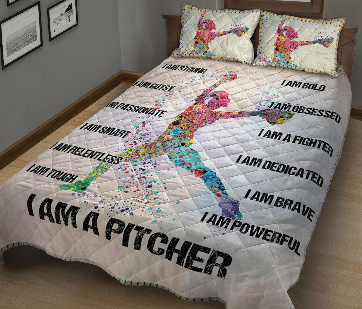 Ohaprints-Quilt-Bed-Set-Pillowcase-I-Am-Pitcher-Softball-Baseball-Girl-Player-Lover-Fan-Gift-Beige-Blanket-Bedspread-Bedding-2008-King (90'' x 100'')