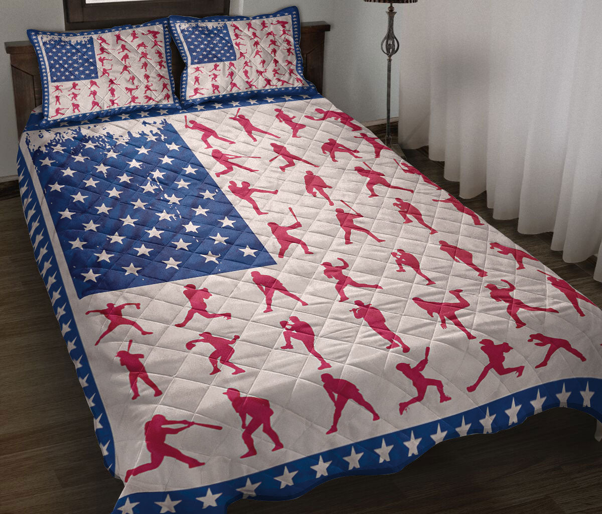 Ohaprints-Quilt-Bed-Set-Pillowcase-Baseball-Softball-Lover-Player-Batter-Pitcher-Posing-America-Us-Flag-Fan-Gift-Blanket-Bedspread-Bedding-2009-Throw (55'' x 60'')