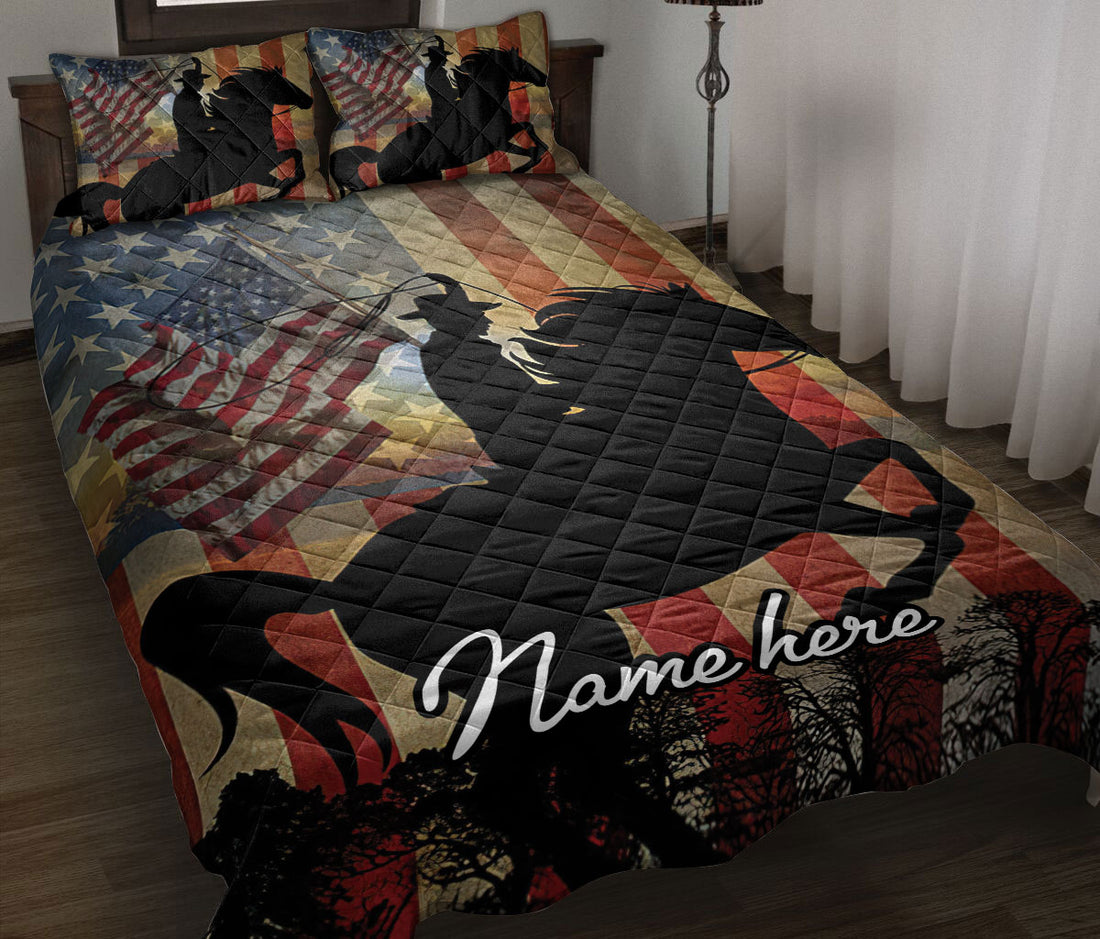 Ohaprints-Quilt-Bed-Set-Pillowcase-Patriotic-Cowboy-Old-Vintage-Horse-Lover-Farmer-Custom-Personalized-Name-Blanket-Bedspread-Bedding-7-Throw (55'' x 60'')