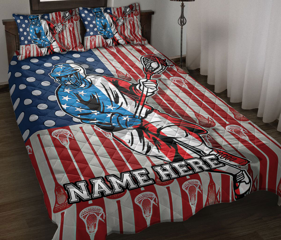 Ohaprints-Quilt-Bed-Set-Pillowcase-Lacrosse-Player-Lover-Fan-Gift-America-Flag-Custom-Personalized-Name-Blanket-Bedspread-Bedding-739-Throw (55'' x 60'')