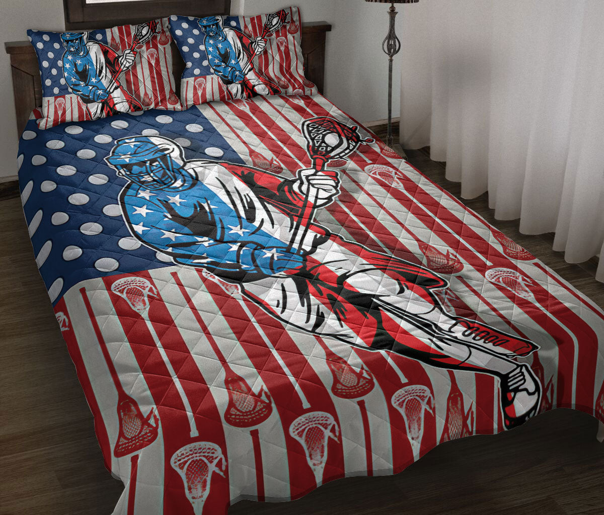 Ohaprints-Quilt-Bed-Set-Pillowcase-Patriotic-Lacrosse-Player-Lover-Fan-Gift-America-Us-Flag-Blanket-Bedspread-Bedding-844-Throw (55'' x 60'')