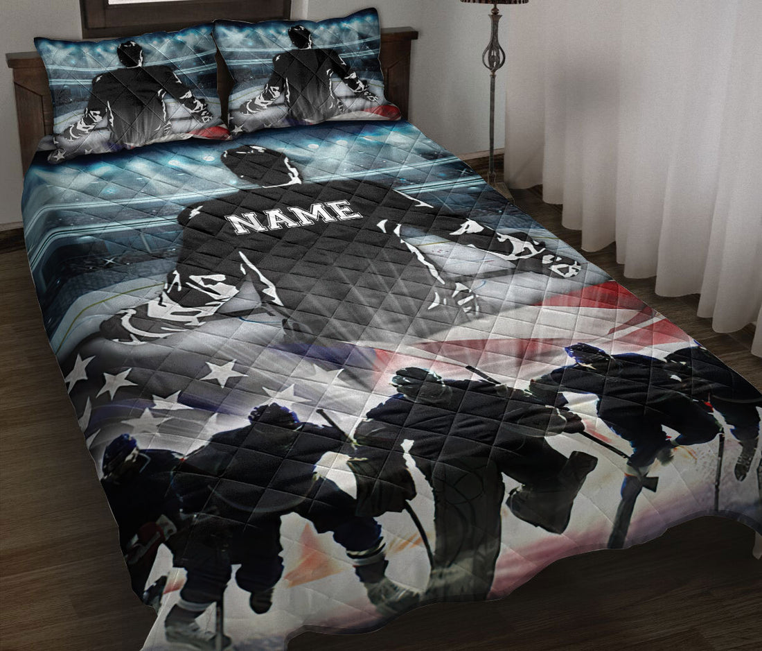 Ohaprints-Quilt-Bed-Set-Pillowcase-Air-Roller-Field-Ice-Hockey-Player-Lover-Fan-Gift-Custom-Personalized-Name-Blanket-Bedspread-Bedding-1424-Throw (55'' x 60'')