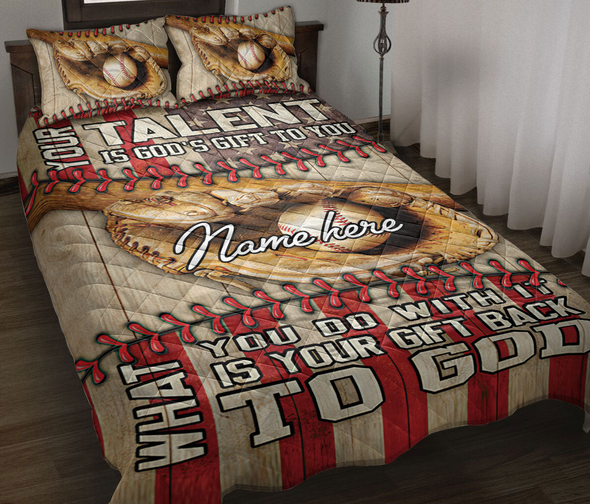 Ohaprints-Quilt-Bed-Set-Pillowcase-Your-Talent-Baseball-Lover-Gift-Ball-Glove-Vintage-Custom-Personalized-Name-Blanket-Bedspread-Bedding-2011-Throw (55'' x 60'')