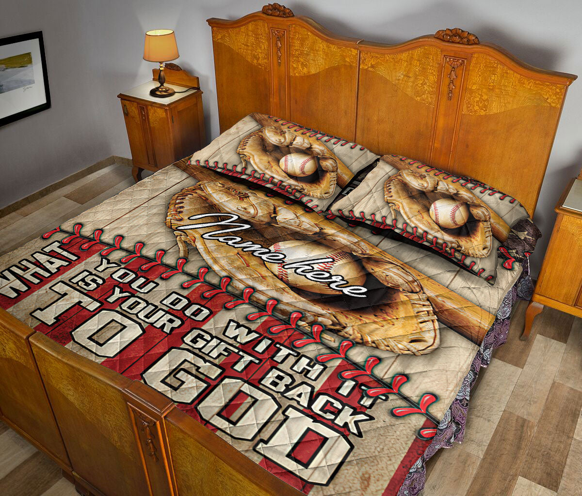 Ohaprints-Quilt-Bed-Set-Pillowcase-Your-Talent-Baseball-Lover-Gift-Ball-Glove-Vintage-Custom-Personalized-Name-Blanket-Bedspread-Bedding-2011-Queen (80'' x 90'')