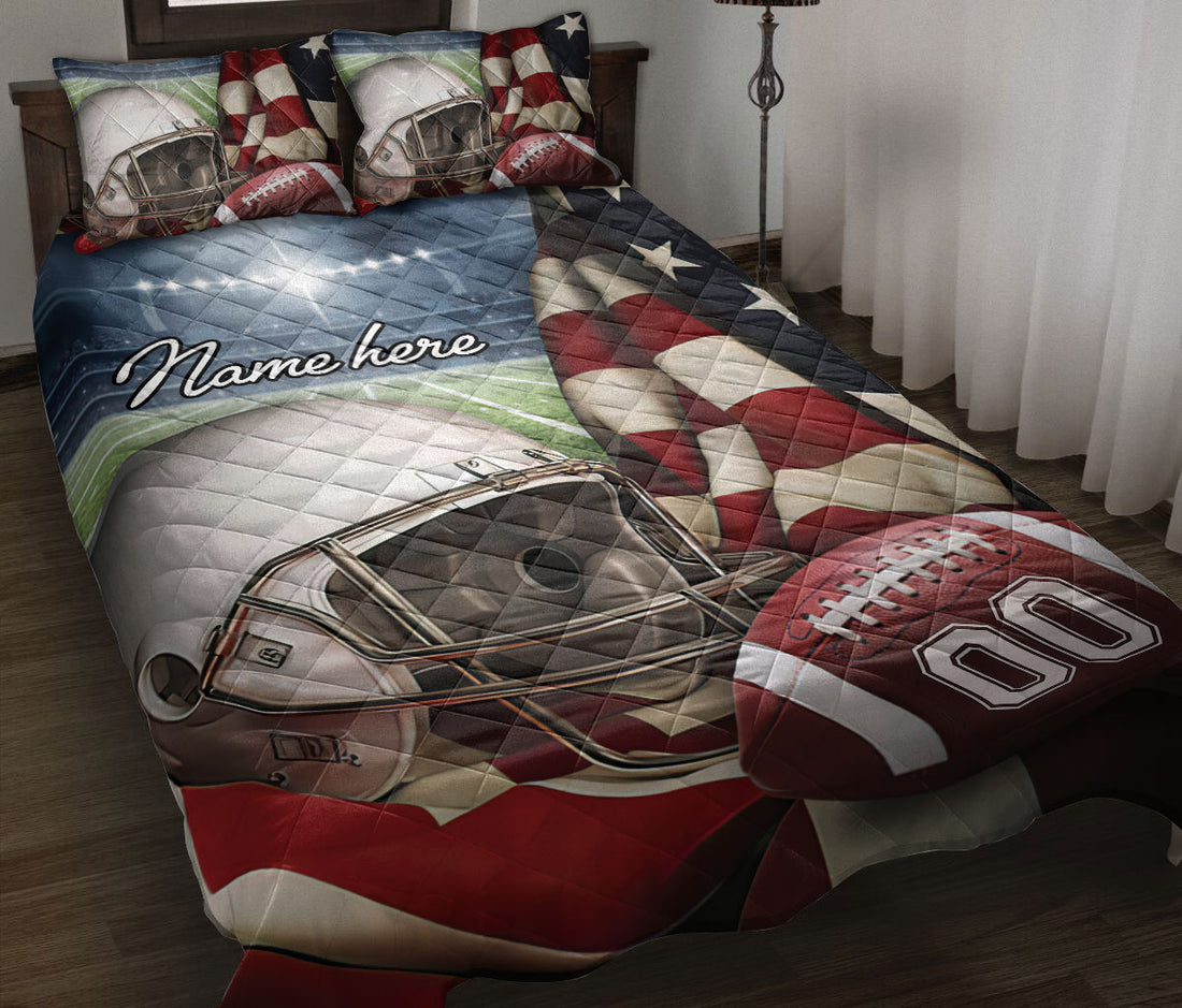 Ohaprints-Quilt-Bed-Set-Pillowcase-Football-Player-Lover-Gift-Ball-Helmet-Us-Flag-Custom-Personalized-Name-Number-Blanket-Bedspread-Bedding-2604-Throw (55'' x 60'')