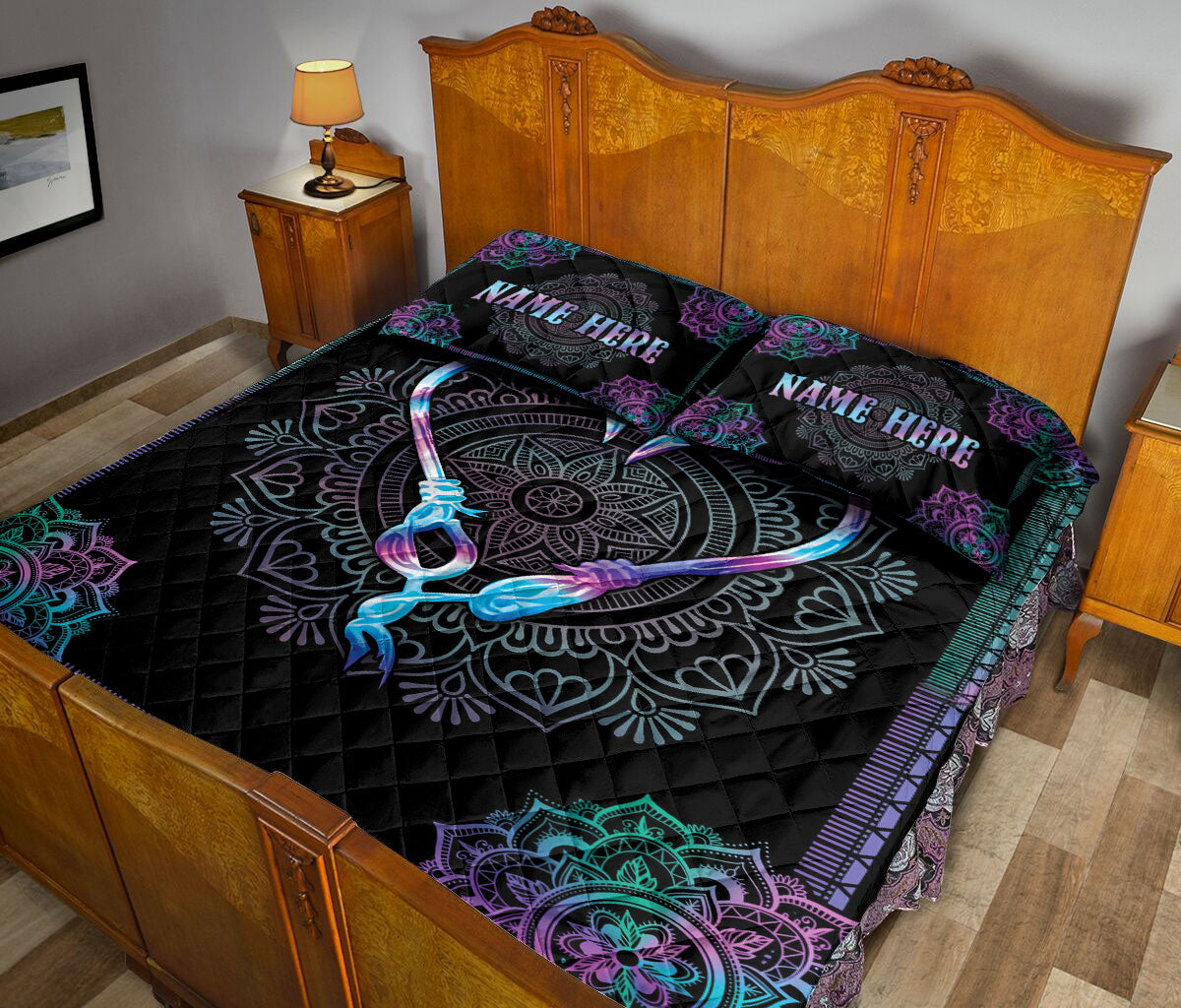 Ohaprints-Quilt-Bed-Set-Pillowcase-Hologram-Mandala-Fishing-Hook-Fishermen-Gift-Custom-Personalized-Name-Blanket-Bedspread-Bedding-3247-King (90'' x 100'')