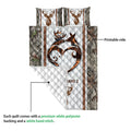 Ohaprints-Quilt-Bed-Set-Pillowcase-Hunting-Hunter-Couple-Deer-Buck-Doe-Heart-Custom-Personalized-Name-Blanket-Bedspread-Bedding-3775-Queen (80'' x 90'')