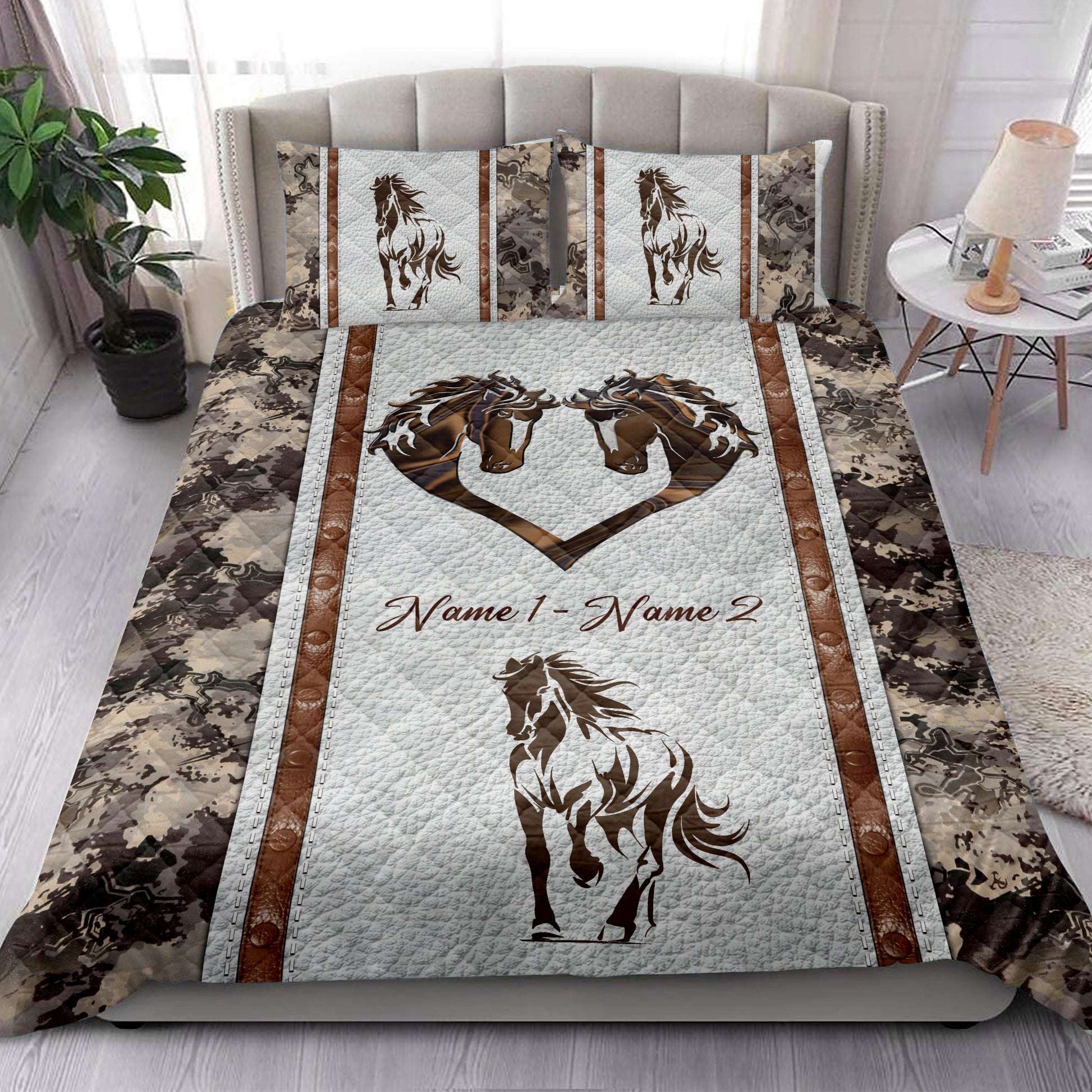 Ohaprints-Quilt-Bed-Set-Pillowcase-Horse-Couple-Farm-Farmer-Cowboy-Cowgirl-Custom-Personalized-Name-Blanket-Bedspread-Bedding-3778-King (90'' x 100'')