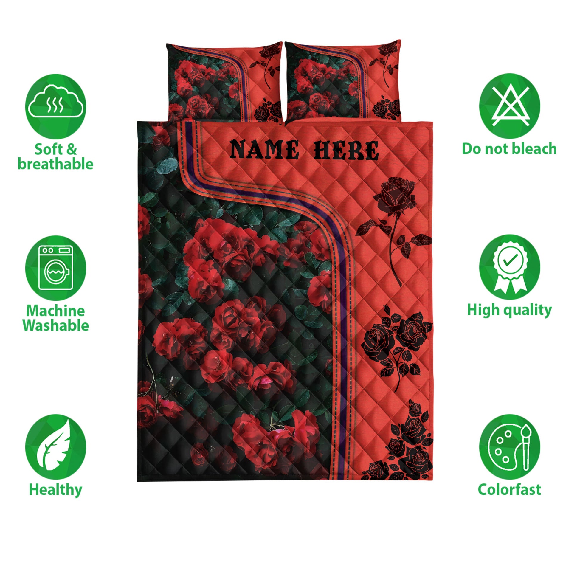 Ohaprints-Quilt-Bed-Set-Pillowcase-Rose-Red-Flower-Lover-Unique-Idea-3D-Print-Custom-Personalized-Name-Blanket-Bedspread-Bedding-3782-Double (70'' x 80'')