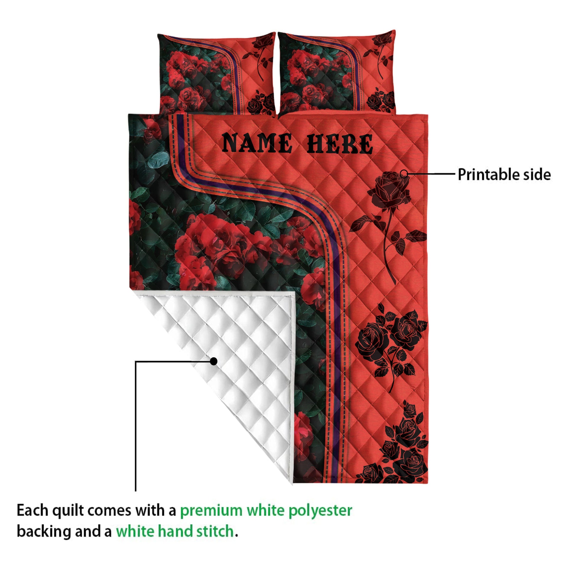 Ohaprints-Quilt-Bed-Set-Pillowcase-Rose-Red-Flower-Lover-Unique-Idea-3D-Print-Custom-Personalized-Name-Blanket-Bedspread-Bedding-3782-Queen (80'' x 90'')