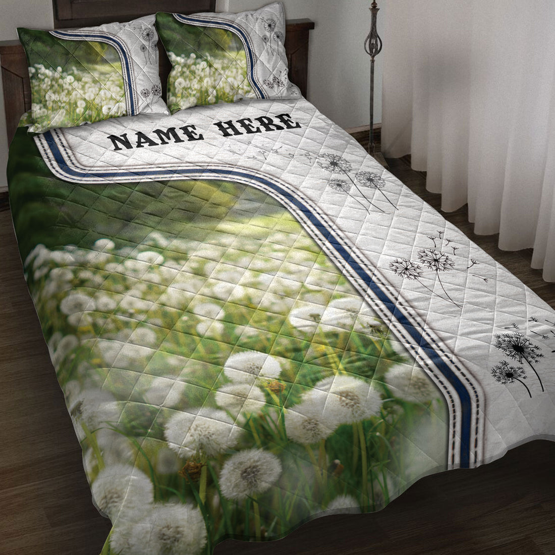 Ohaprints-Quilt-Bed-Set-Pillowcase-Dandelion-Flower-Lover-3D-Print-Idea-White-Custom-Personalized-Name-Blanket-Bedspread-Bedding-3788-Throw (55'' x 60'')