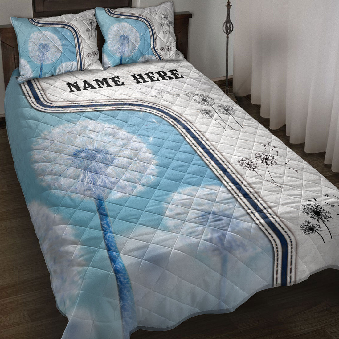 Ohaprints-Quilt-Bed-Set-Pillowcase-Dandelion-Flower-Lovers-3D-Print-Idea-White-Custom-Personalized-Name-Blanket-Bedspread-Bedding-3789-Throw (55'' x 60'')