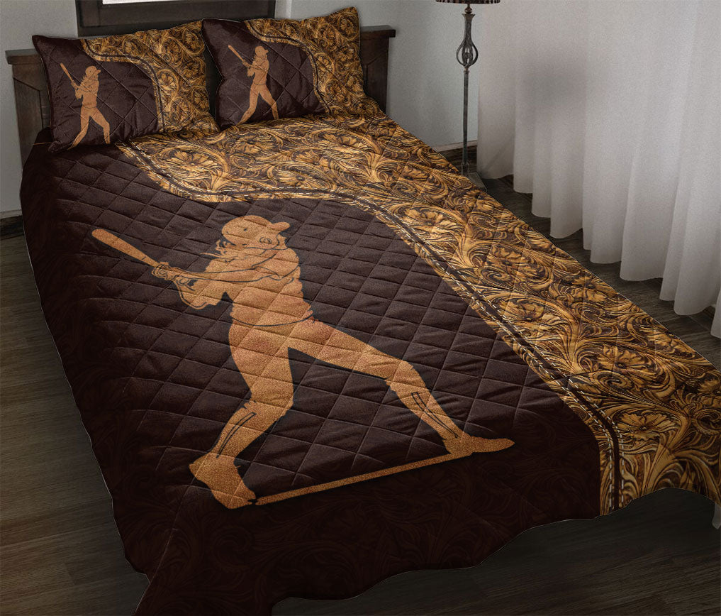 Ohaprints-Quilt-Bed-Set-Pillowcase-Baseball-Softball-Girl-Player-Batter-Mandala-Brown-Sport-Idea-Blanket-Bedspread-Bedding-1246-Throw (55'' x 60'')
