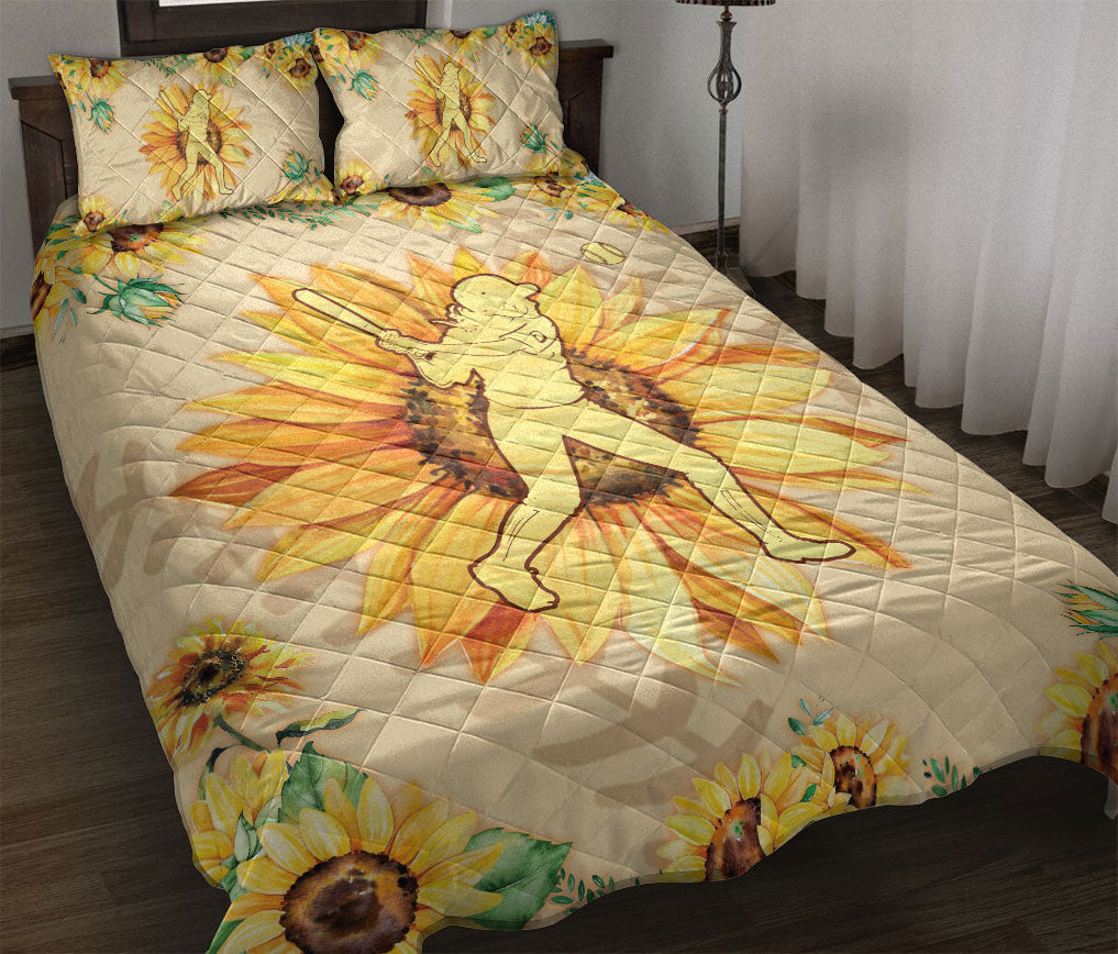 Ohaprints-Quilt-Bed-Set-Pillowcase-Sunflower-Baseball-Softball-Girl-Player-Batter-Unique-Gift-Idea-Blanket-Bedspread-Bedding-1794-Throw (55'' x 60'')