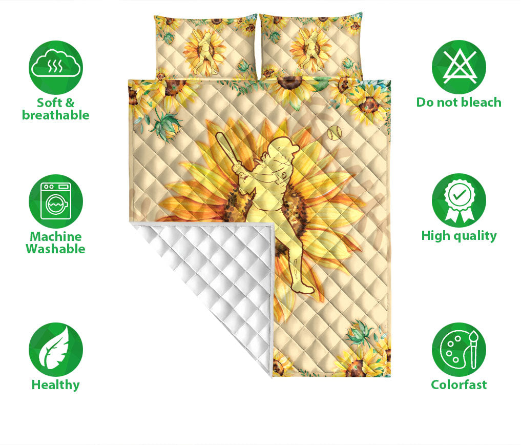 Ohaprints-Quilt-Bed-Set-Pillowcase-Sunflower-Baseball-Softball-Girl-Player-Batter-Unique-Gift-Idea-Blanket-Bedspread-Bedding-1794-Double (70'' x 80'')