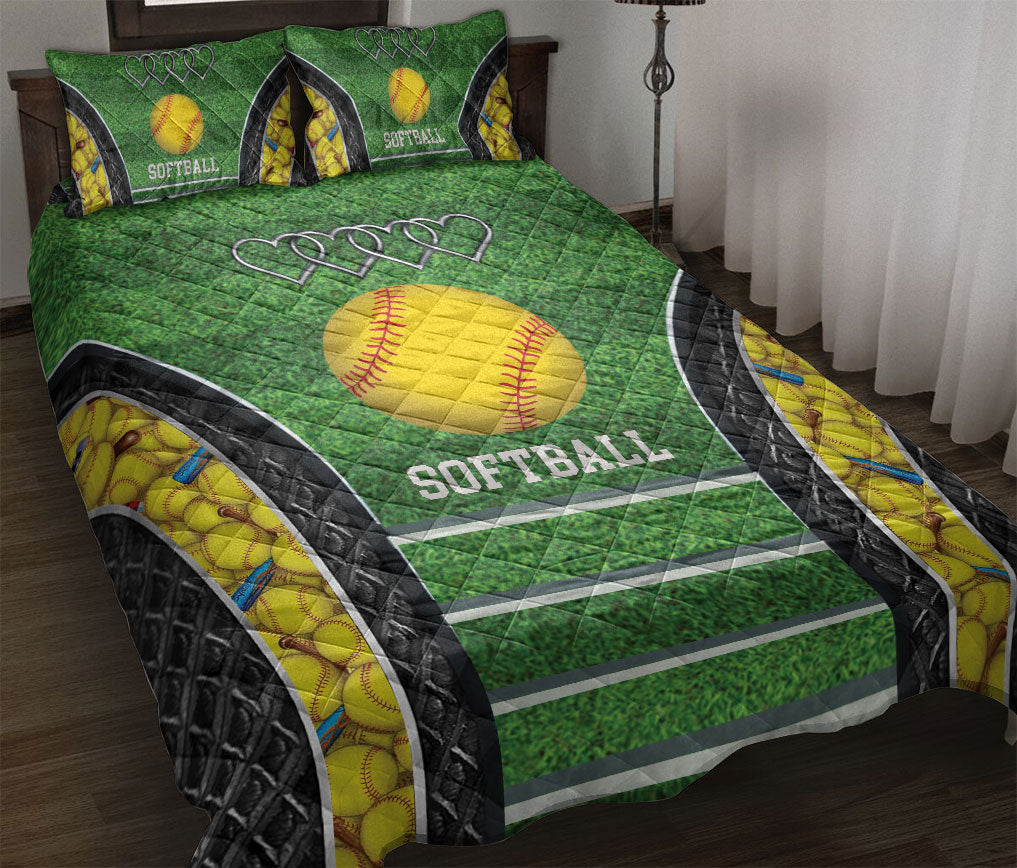 Ohaprints-Quilt-Bed-Set-Pillowcase-Softball-Ball-Softball-Field-Green-Gift-Idea-For-Player-Fan-Blanket-Bedspread-Bedding-2411-Throw (55'' x 60'')