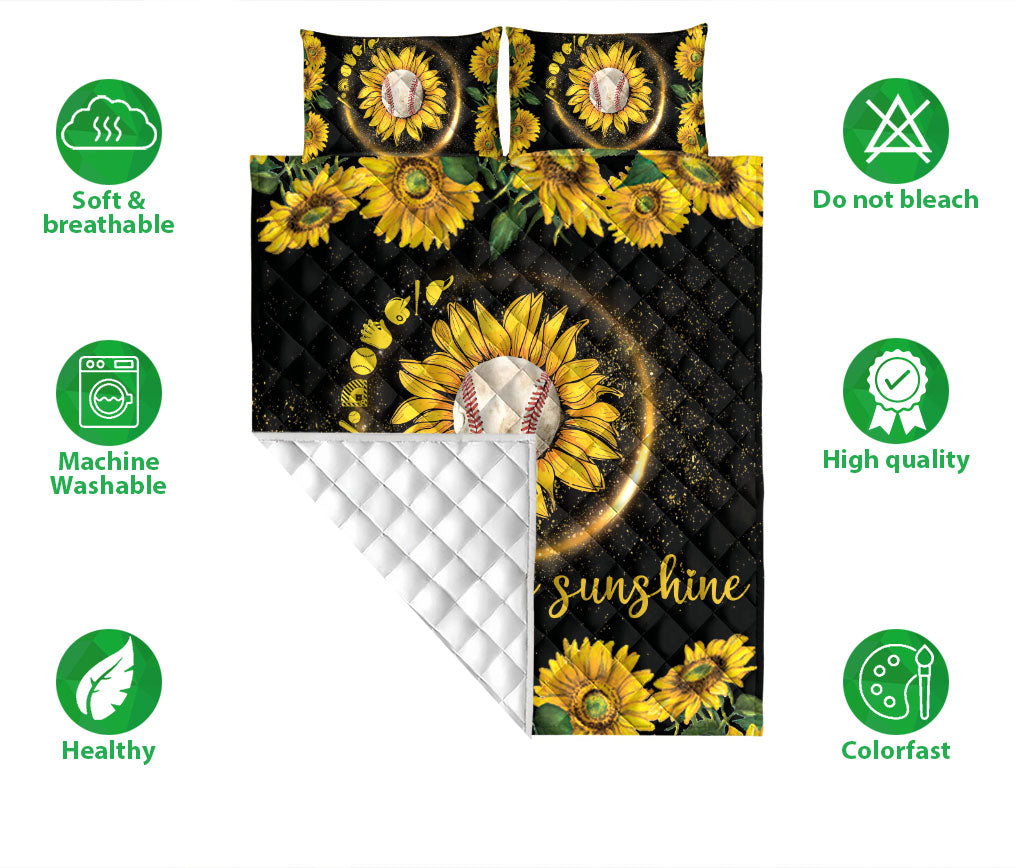 Ohaprints-Quilt-Bed-Set-Pillowcase-You-Are-My-Sunshine-Basseball-Ball-Sunflower-Player-Fan-Gift-Idea-Blanket-Bedspread-Bedding-1357-Double (70'' x 80'')